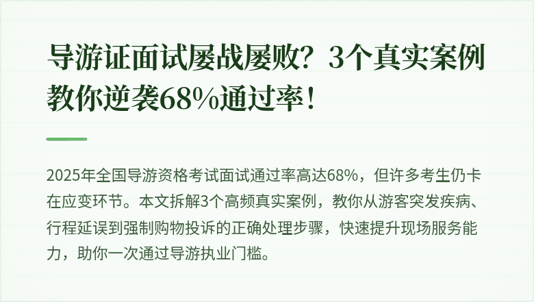导游证面试屡战屡败?3个真实案例教你逆袭68%通过率!