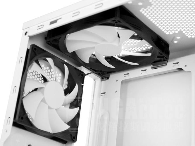 PC case interior showing multiple drive bays and cable management