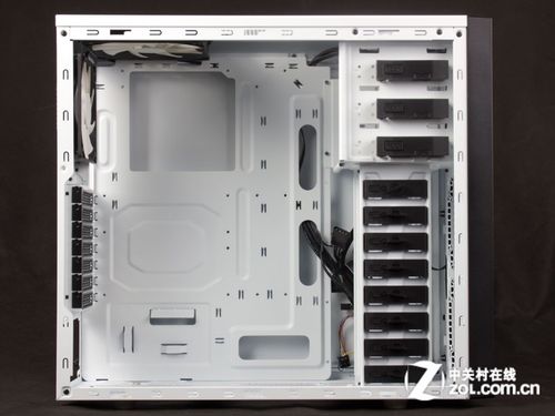 Hardware components inside mid-tower computer case