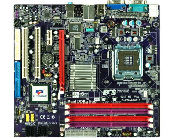Heatsink and cooling components on old mainboard