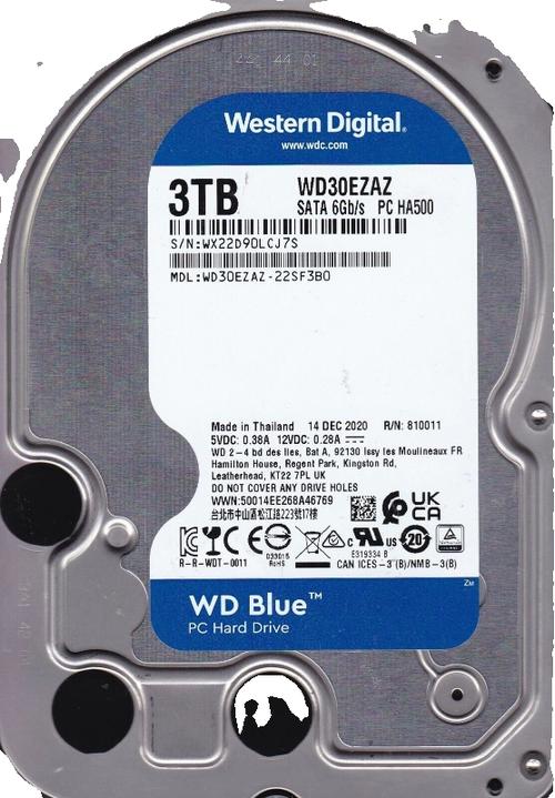 Western Digital Blue HDD internal components and casing