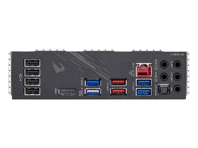 Close-up motherboard with colorful RGB lights