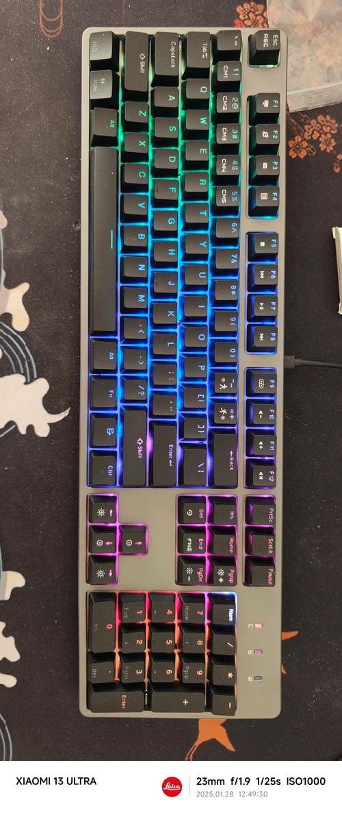 Mechanical keyboard on workspace desk