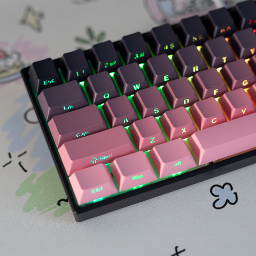 Rows of blue mechanical switches close-up