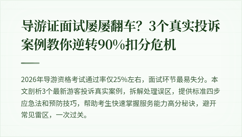 导游证面试屡屡翻车？3个真实投诉案例教你逆转90%扣分危机