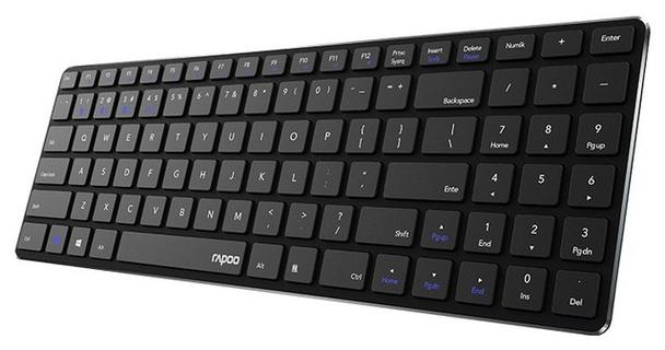 Office desk with wireless keyboard