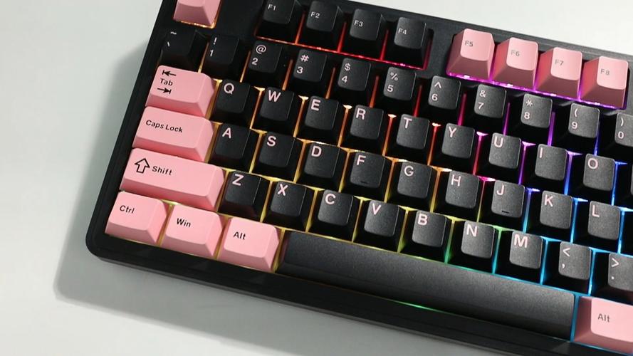 Gaming setup with RGB mechanical keyboard