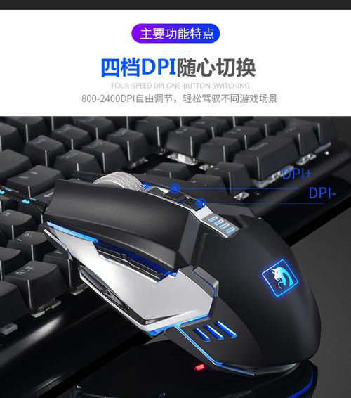 Black and colorful gaming mouse showing dynamic use