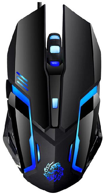 Gamer using RGB mouse in action