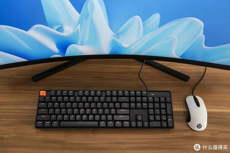 Gaming setup with mechanical keyboard in use