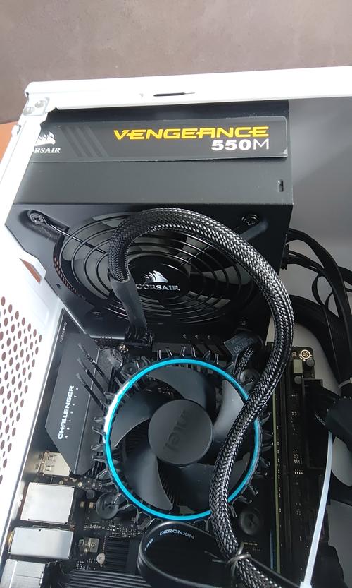 Graphics card and PSU cables in gaming PC