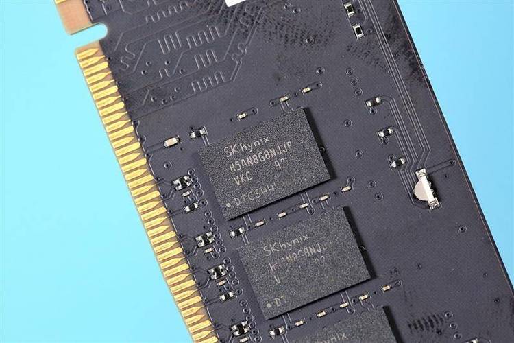 Close-up of high-tech RAM with LED lighting