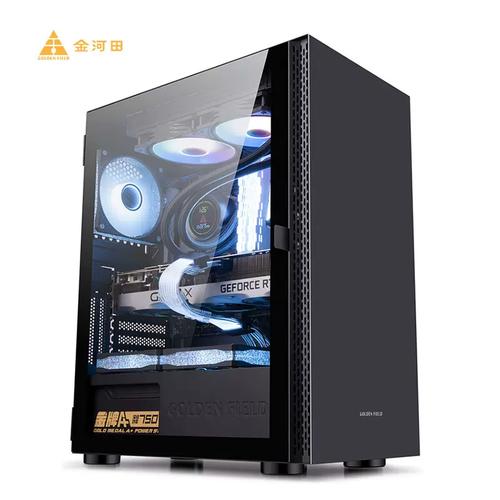 Sleek black computer tower with transparent glass panels