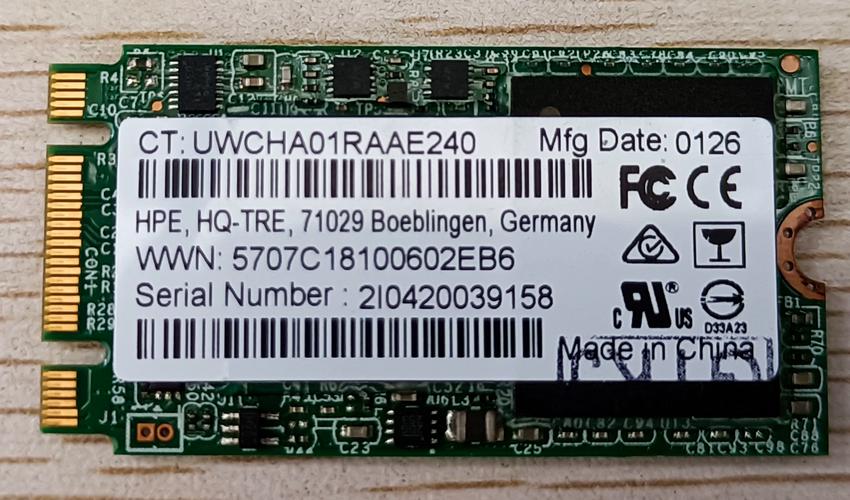 Close-up of M.2 SSD chip and circuit board