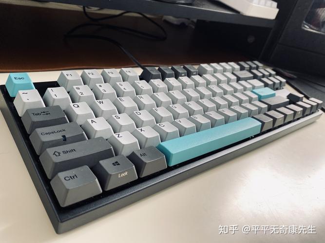 Detailed view of mechanical keyboard switches and keycaps