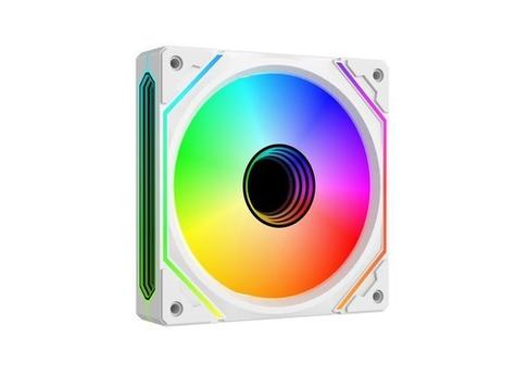 White PC fan close-up showcasing white blades