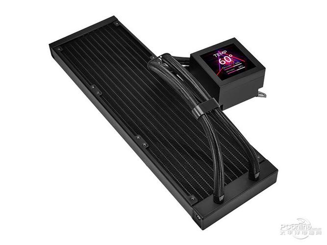 Detailed view of PC water cooling radiator and tubes