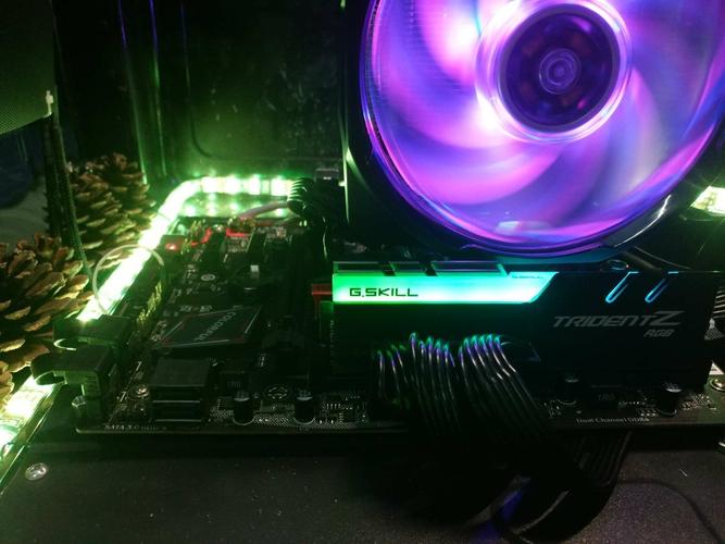 CPU area with heatsink and cooling on motherboard