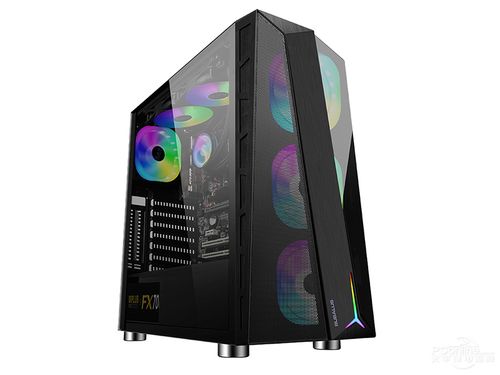 Open PC case showing internal components and specs