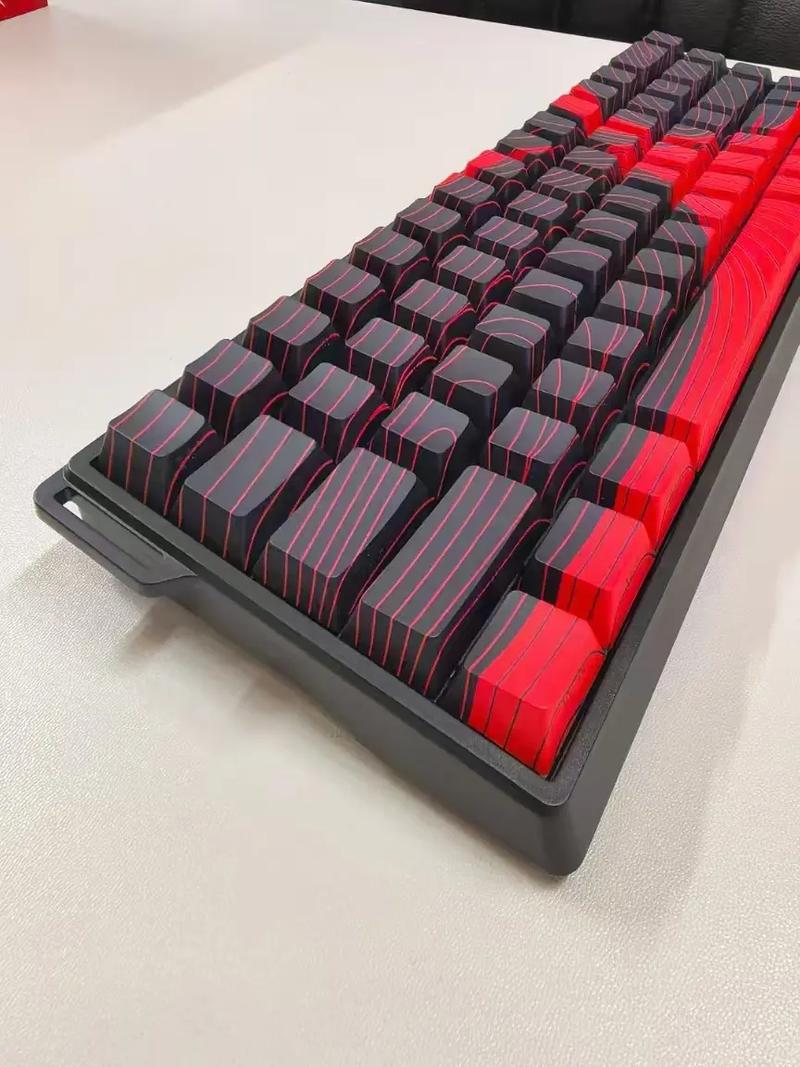 Close-up black and red gaming keyboard