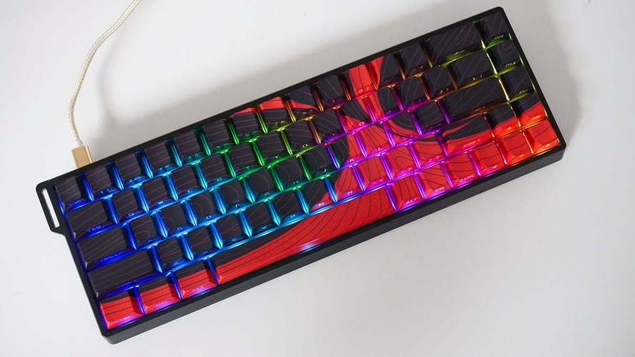 Close-up gaming keyboard with vibrant RGB effects