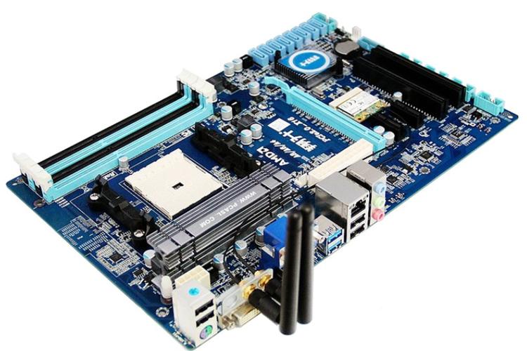 Detailed view of motherboard connectors and layout