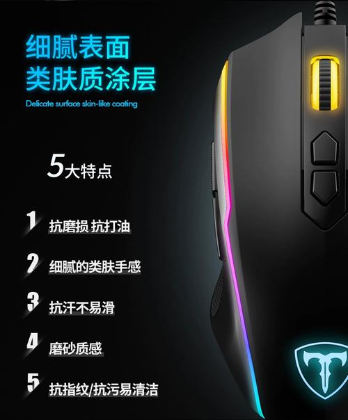 Gaming mouse featuring purple RGB lighting effects