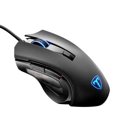 Gaming mouse in action on mouse pad