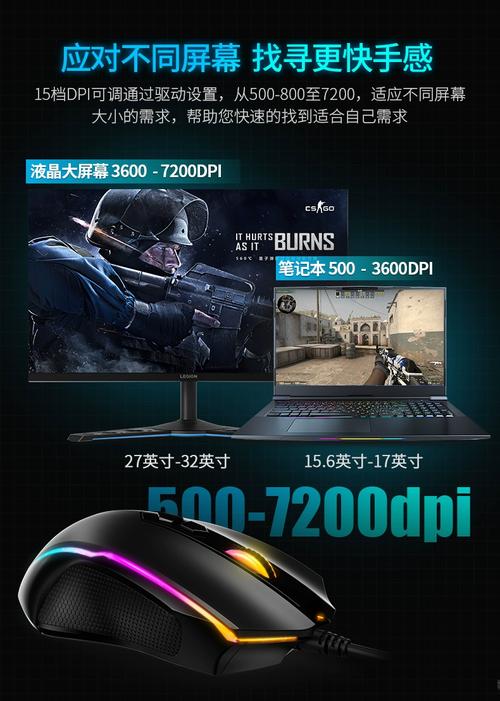 Colorful gaming mouse in setup environment