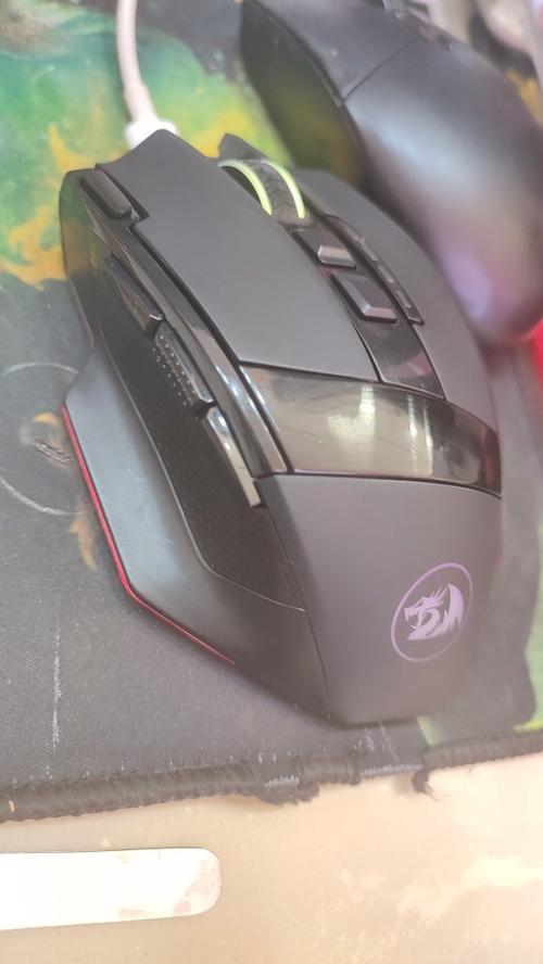 Black wired gaming mouse with blue accents