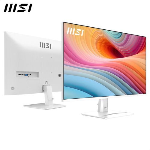 White monitor on minimalist workspace desk