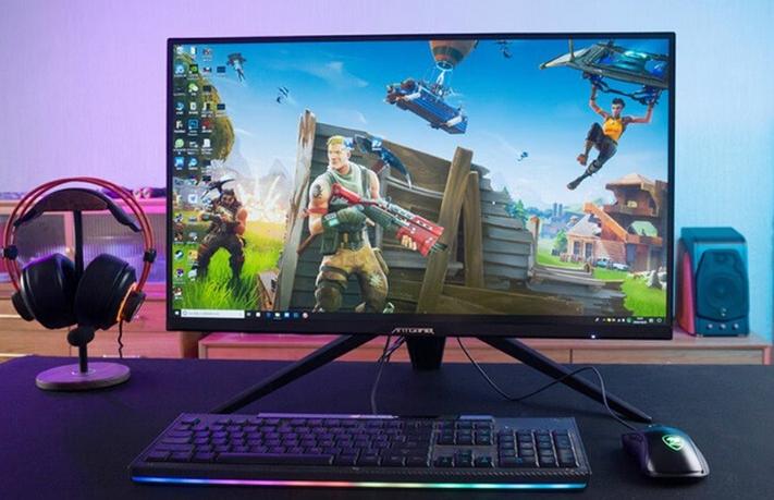 Gaming setup with monitor