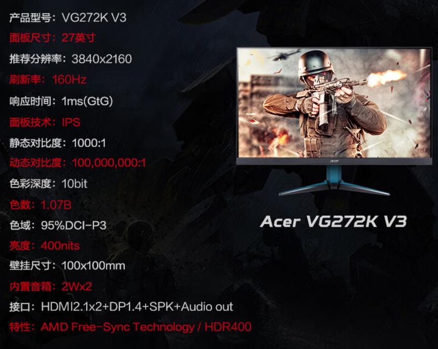 4K gaming monitor technical details