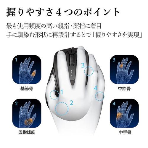 Black cordless mouse on pad close-up view