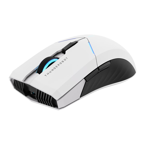 Modern white esports mouse close-up view