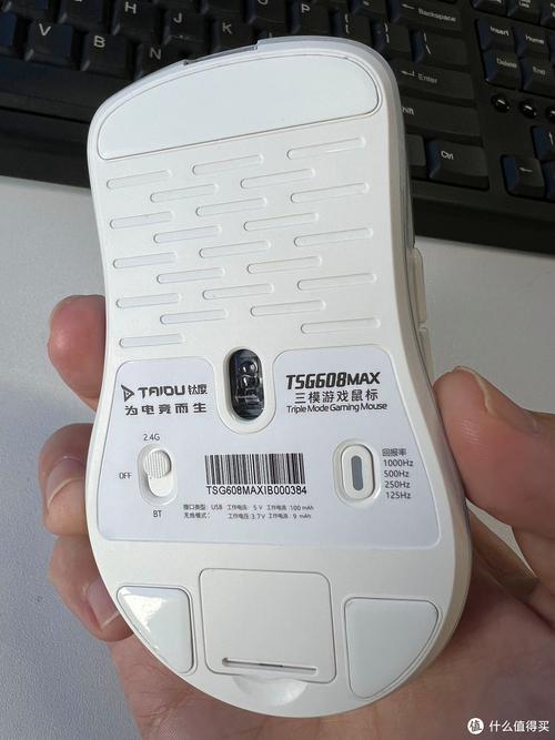 Close-up of gaming mouse sensor and buttons