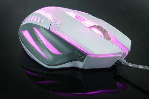 Black gaming mouse on colorful background