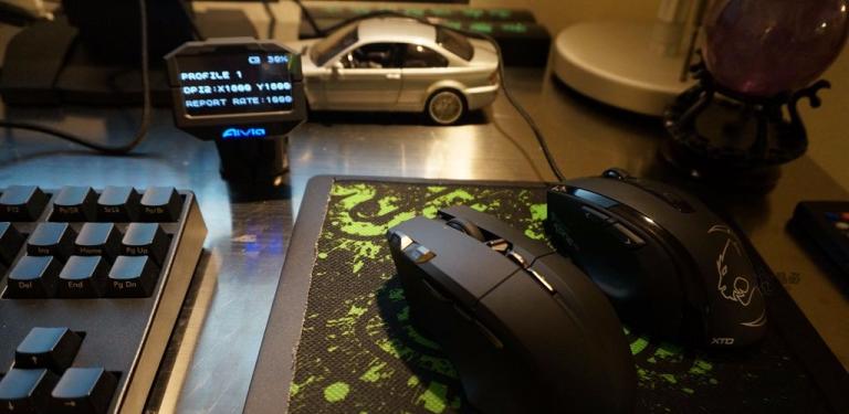 Black wireless gaming mouse with accents on pad