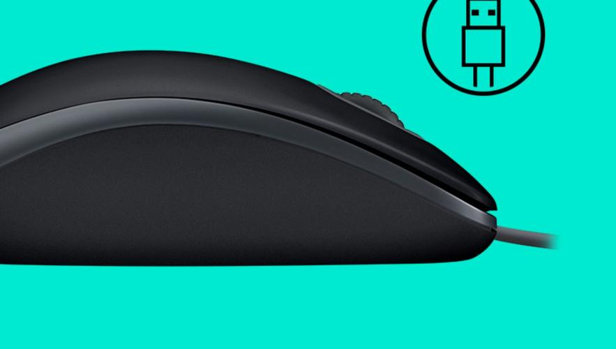 Black wired mouse professional view