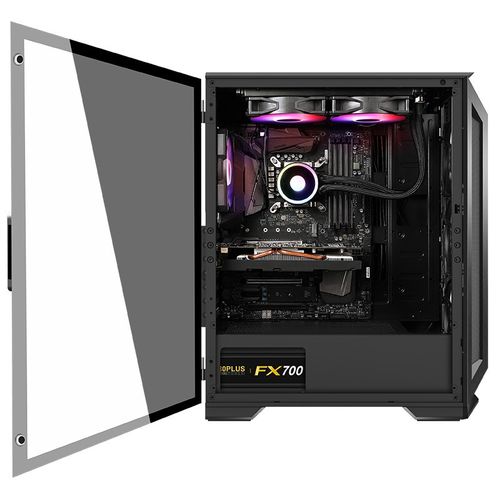 PC case showing top fan for heat dissipation