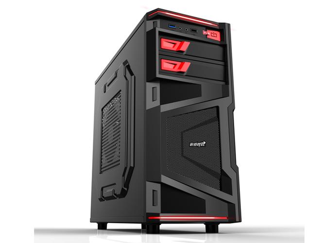 Gaming computer chassis side view with ventilation holes