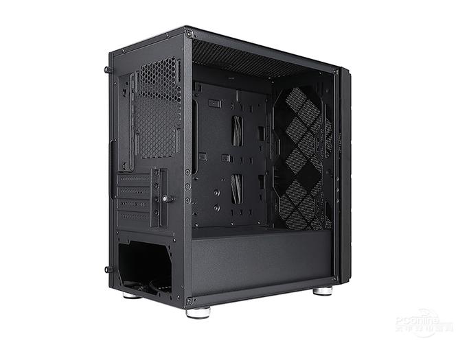 Inside computer case with fans and hardware layout