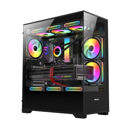Gaming PC interior with RGB fans and effective cooling airflow
