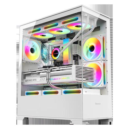 Sleek PC chassis with transparent panels for hardware display