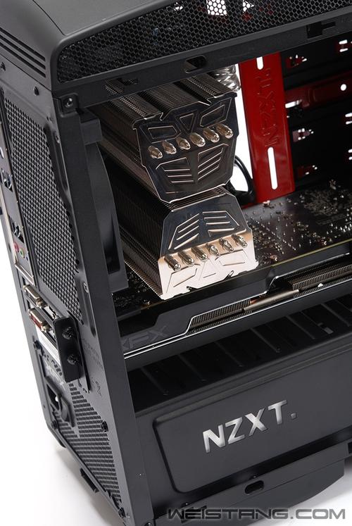 High-performance PC build in compact case running benchmarks