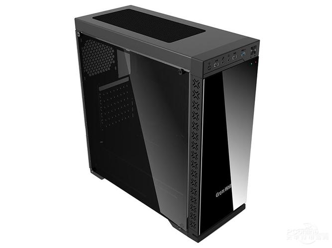 Mid tower case showing drive bays and structure