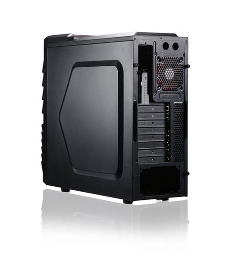 Assembled gaming PC in black case running
