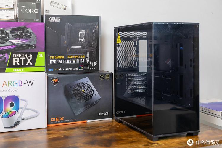 Empty black PC case interior showing drive bays and layout