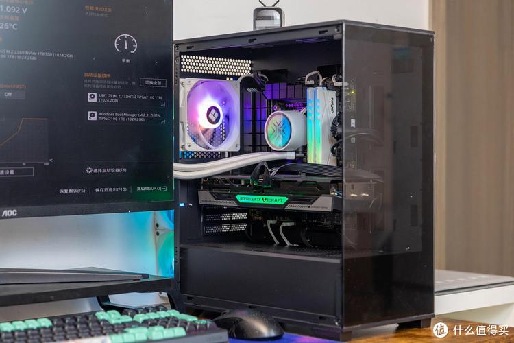 Assembled PC with components in compact MATX case