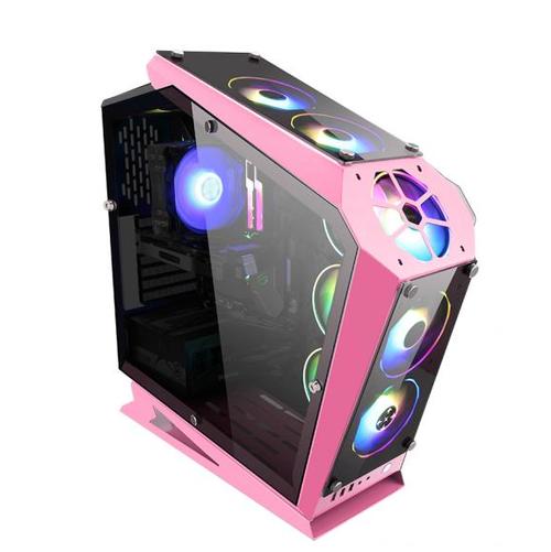 Modern gaming computer case with colorful LED lighting